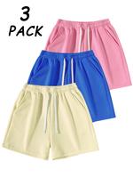 pink + light blue + apricot.