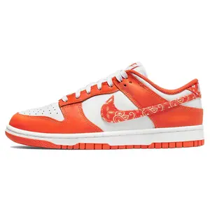 Nike Dunk ESS Orange Paisley Low-Top Canvas Leather Sneakers for Women