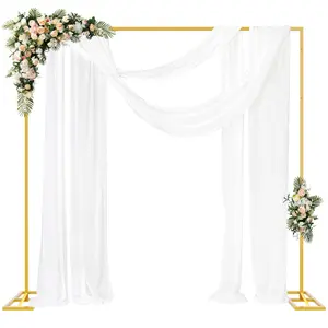 Backdrop Stand Heavy Duty with Base, Golden Portable Adjustable Pipe And Drape Backdrop Stand Kit, Square Metal Arch Party Frame for Wedding Birthday Parties Banquet Decorations