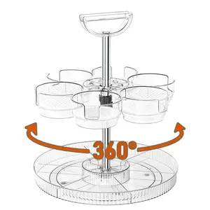 Rotating Cup Holder (Transparent/SQ-3506) | 360-degree free rotation for easier cup retrieval | Multi-layer storage saves countertop space | Suitable for kitchens/tea rooms/coffee bars