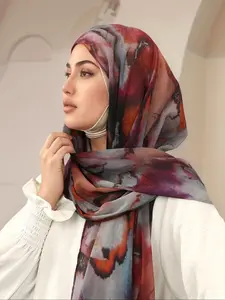 Bohemian Watercolor Scarf Shawl for Women, Elegant Muslim Autumn Headscarf Hijabs, Perfect Daily Accessory, Stylish Design, Ideal for Fall Season