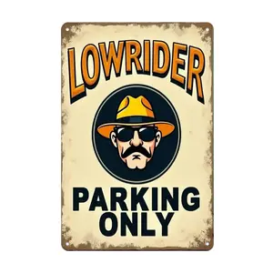 1pc Vintage Lowrider Parking Only Metal Sign with Face Design Metal Tin Sign - Rustic Iron Wall Art for Home, Office, Cafe, Bar, and Garage Decor - Easy to Hang, Versatile for Holiday and Seasonal Decorations