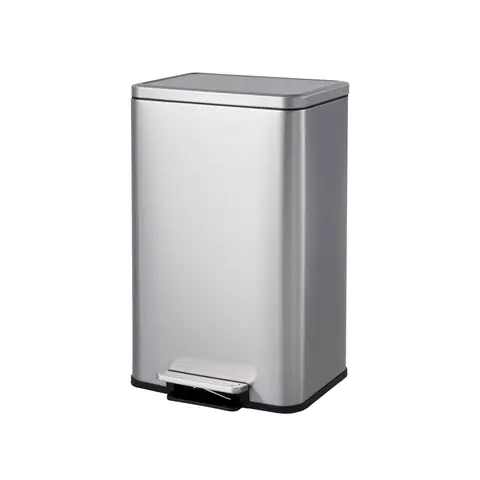 Hands-Free Soft-Close Lid Trash Can – 13 Gallon Stainless Steel Indoor Step Bin – Removable Inner Bucket, Fingerprint Resistant, Modern Rectangular Waste Container for Kitchen, Home, Office, Bathroom