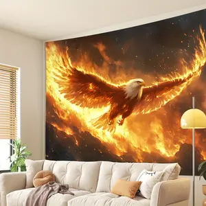 1pc 3D Fire Eagle Wall Tapestry, Glam Style Polyester Hanging Ornament, Featherless, No Electricity Needed, with Ideal Creative Gift for Living Room, Bedroom, Office, Party Decor