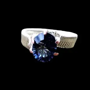 Fairytale Size 6.5 Sterling Silver Concave Lolite Quartz Elven Genuine Gemstone Fantasy Magical Wire Wrapped Ring