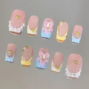 NailVesta PASTEL COAST – 100% Handcrafted 3D Press-On Nails | Reusable, Long-Lasting, Salon-Quality
