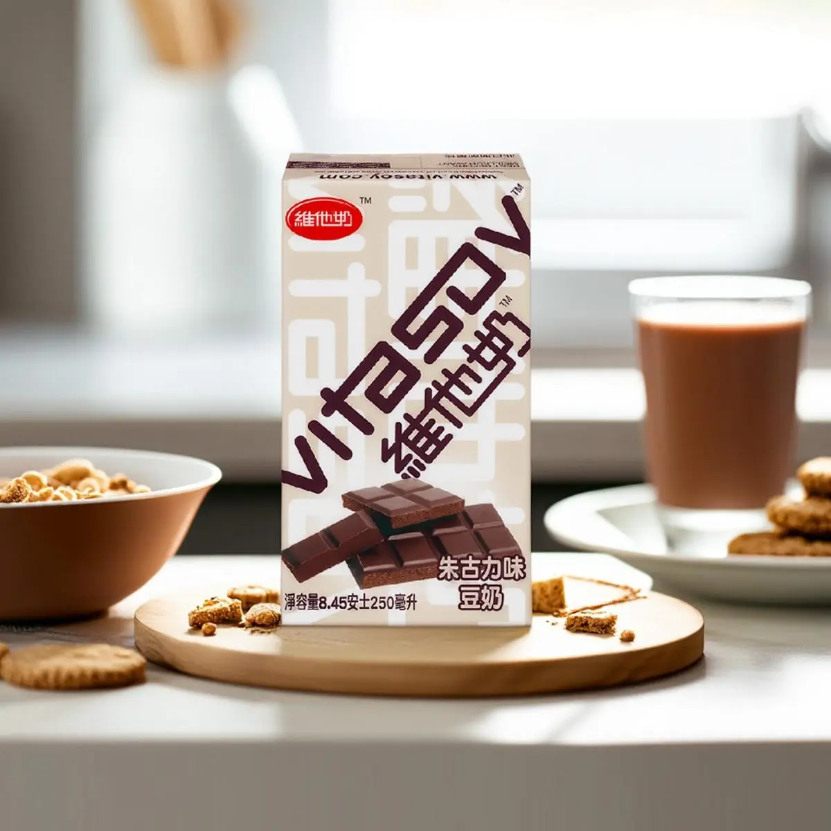 VITASOY Chocolate Soy Milk Drink, 250ml Cartons (6-Pack) - Authentic Hong Kong Flavor, Rich Cocoa Taste