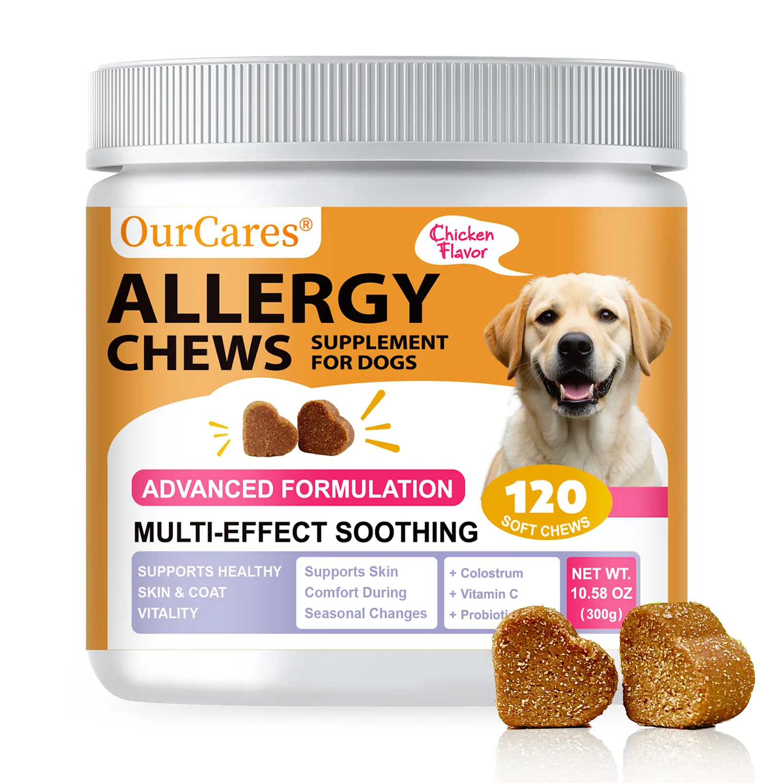 OurCares Dog Allergy-Resistant Chewable Tablets, Pet Healthcare Treats for Canine Wellness Support