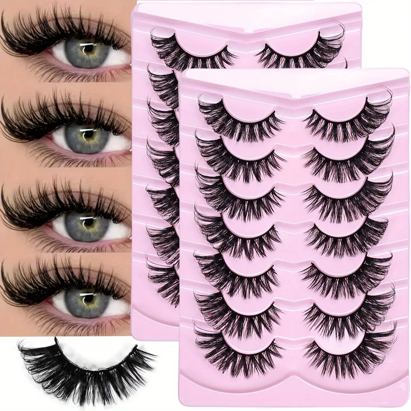 14Pairs/2Pack Dramatic Cat Eye Fake Eyelashes Universal Lashes - Natural, Long, Winged, and Elongated for a Flawless Makeup Look, Natural Sweep Lash Set