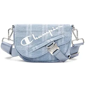 Champion Saddle Bag with Script Logo and Metal Buckle for Casual Daily Commute and Campus Use, Unisex Small Shoulder Bag in Fabric