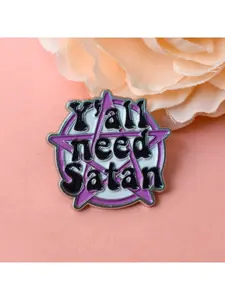 Gothic Punk "Y'all Need Satan" Metal Enamel Pin Badge for Jacket Backpack Hat Accessory for Rock Music Fans, Gift
