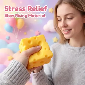 Oversized 10cm Square Giant Cheese Block Squishy Fidget Toy, Viral Realistic Slow Rebound Squeeze Toy, High Playability Stress Relief Anxiety Relief Decompression Sensory Toy for Kids Teens Adults, Novelty Leisure Gift, Toy & Hobby Category