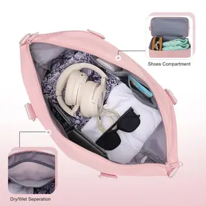 Weekender Travel Duffel Bag with Shoe Compartment & Toiletry Bag for Women, Carry-On Overnight Bag