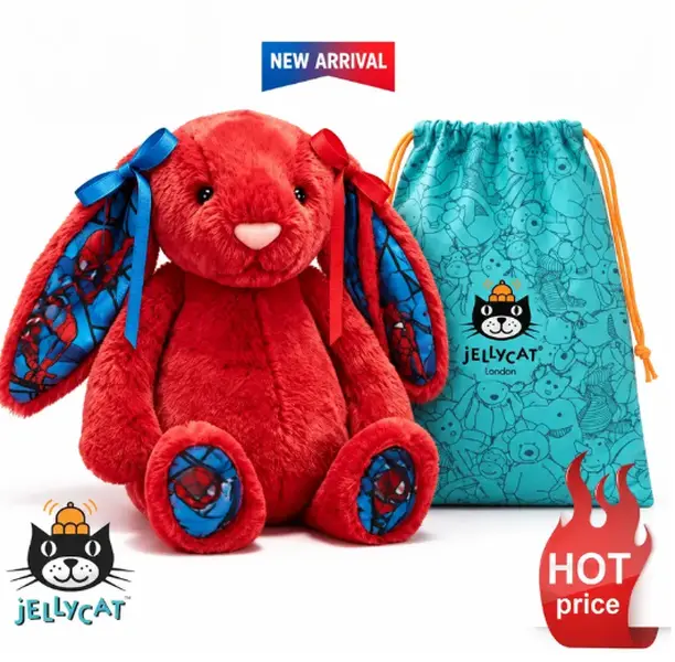 Jellycat XSpider Bunny Plush Toy with Blue Webbed Ears and Paws for Kids, Ultra Soft Stuffed Animal, Thanksgiving Christmas Cute Collectible Gift for Kids & Plush Lovers Hero Fans