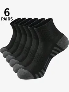 6 Pairs of Cushioned Athletic Quarter Socks, Sport Socks, Unisex Running Socks, Comfortable Everyday Wear for Sneakers