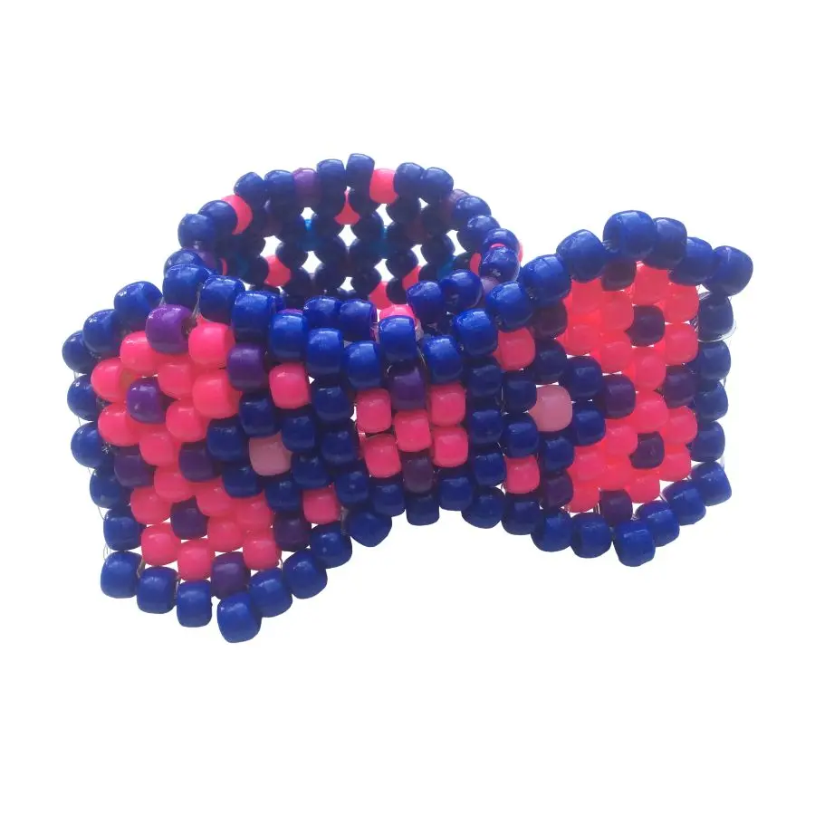 Navy Blue/Neon Pink Bow On Kandi Cuff Rave Bracelet EDC2026