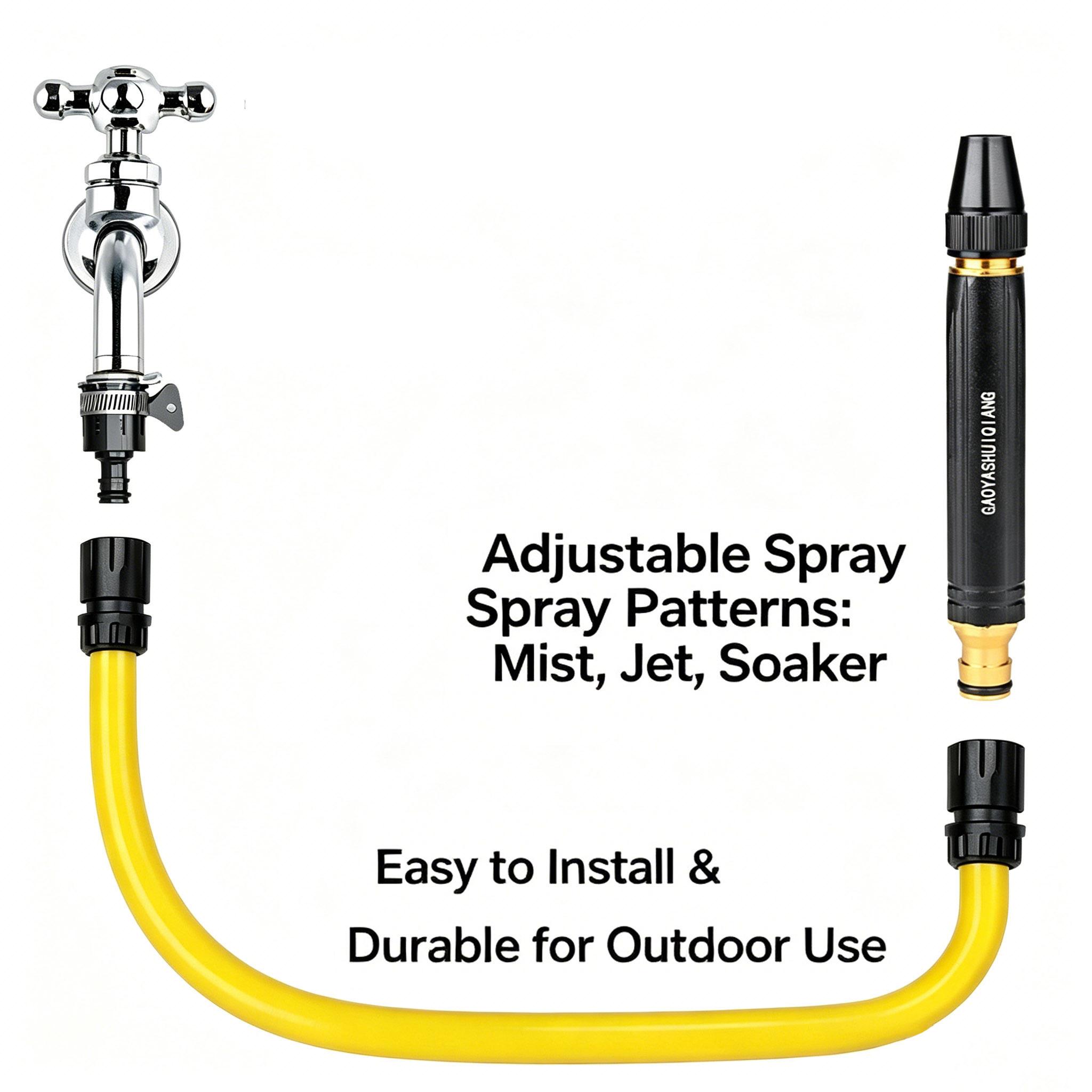 Heavy Duty Adjustable Twist Hose Nozzle with Vinyl Coating Suitable for Driveway, Deck, Car Washing & Lawn Care - Multi-Spray Jet Water Attachment for Outdoor Watering, Hose Nozzle for Residential/Commercial Use