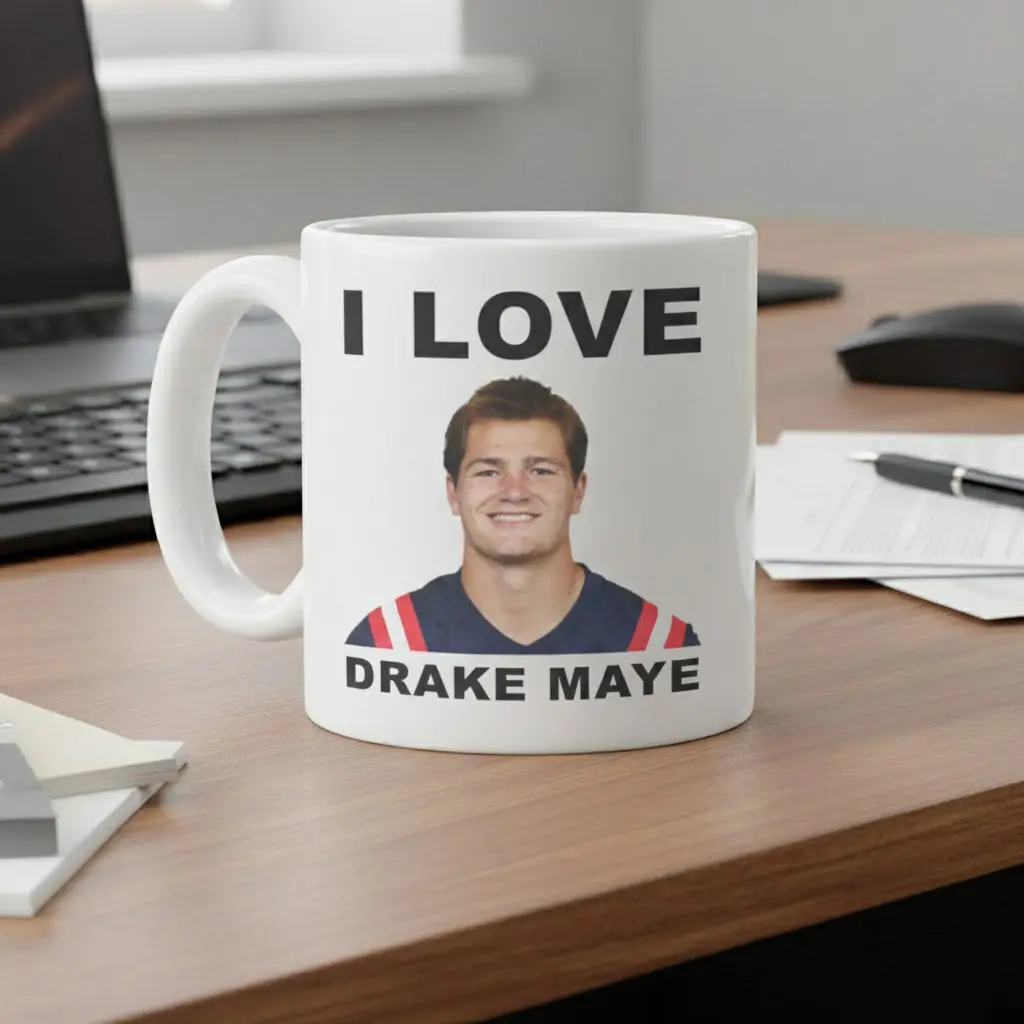 [Sale Up To 30%] I Love Drake Maye Coffee Mug, Gift For Football Fan Sport Drinkware Ceramic