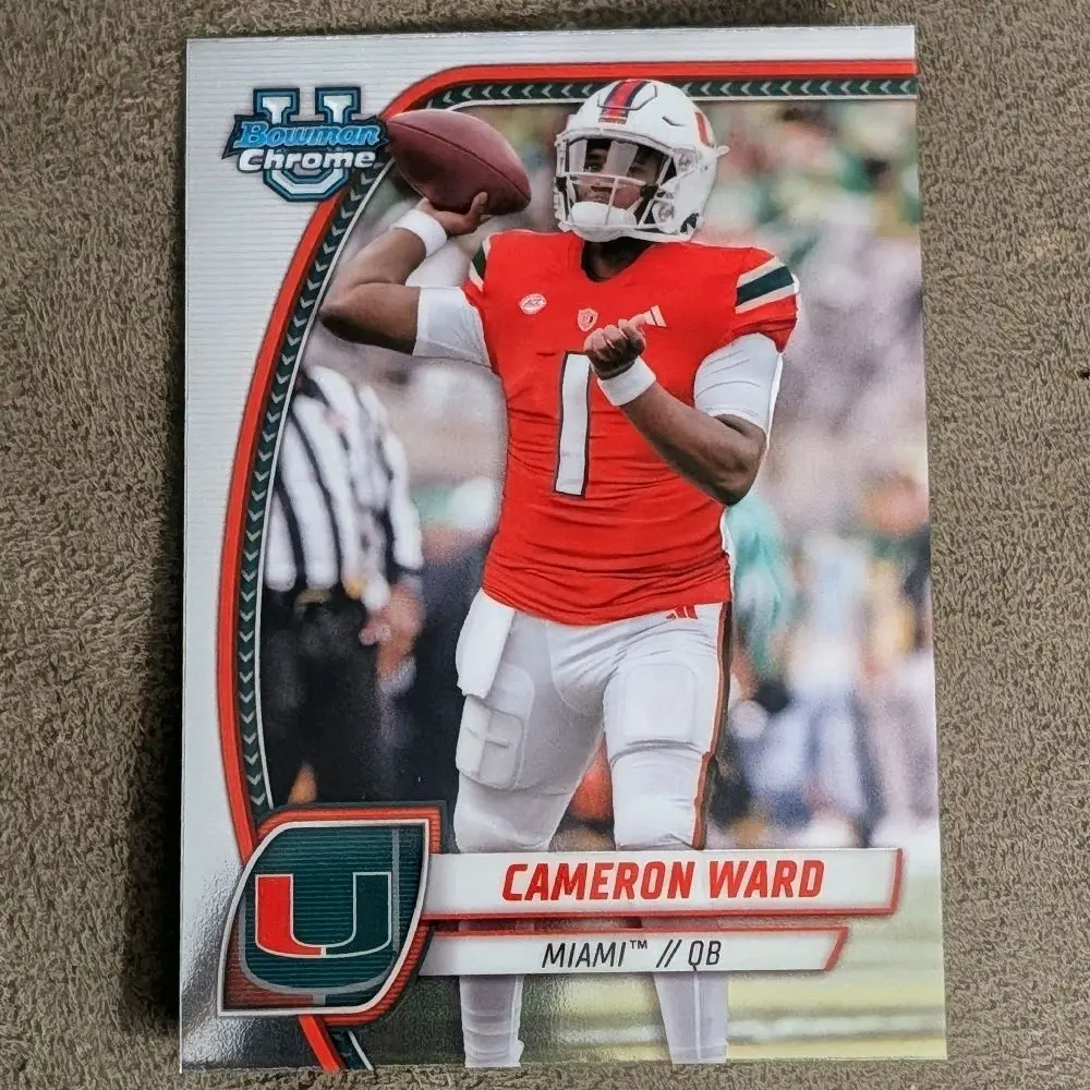 Cameron Ward 2024 Bowman Chrome U Miami Hurricanes QB Card #38