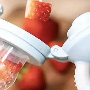 Rabbit Design Chewy Fruit & Vegetable Newborn Infant Baby Food Feeder, Includes Replacement Heads in S/M/L Sizes , Perfect for Healthy Baby Feeding
