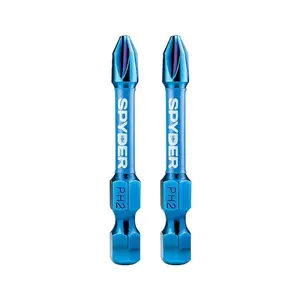Spyder 19046 Mach-Blue PH2 1/4-in x 2-in Phillips Impact Driver Bit 2 Piece