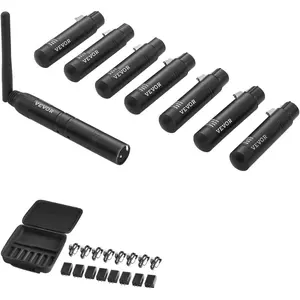 VEVOR Wireless DMX, 8 PCS Built - in Rechargeable Battery 7 Receivers 1 Transmitter DMX512 Wireless Dfi 2.4G ISM Band 656 ft Transmission Range for LED Stage Party DJ Bar Lighting with Storage BagVEVOR Super Brand Day