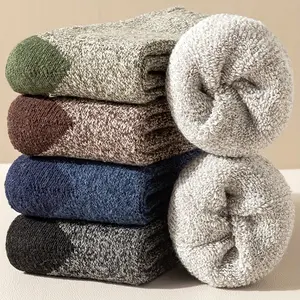 Women's 5-Pair Multicolored Neutral-Tone Thick Knit Mid-Tube Socks - Autumn Winter Warm Hiking Socks, Multicolored - 5 Pair