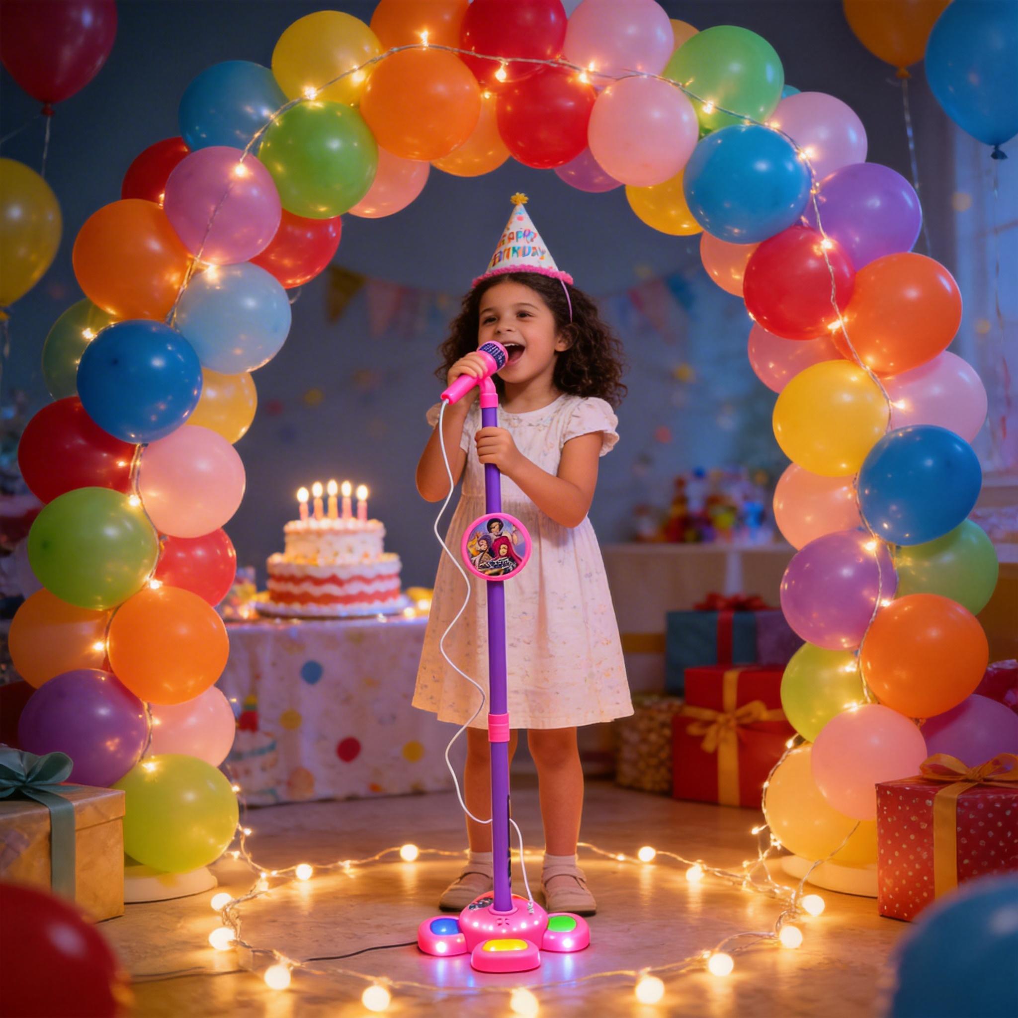 Unleash Your Child's Inner Pop Star! This KaraokeMicrophone Toy with Colorful LED Lights & Built-in MusicEncourages Singing, Boosts Confidence, and Makes aPerfect Birthday Gift for children Aged 3-8. Fun,Educational, and Hours of Entertainment!