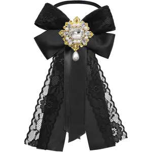 Bow Ties for Women with Rhinestone,  Womens Bow Tie Pre-tied Girls Bowties with Lace  for Dress Party Prom