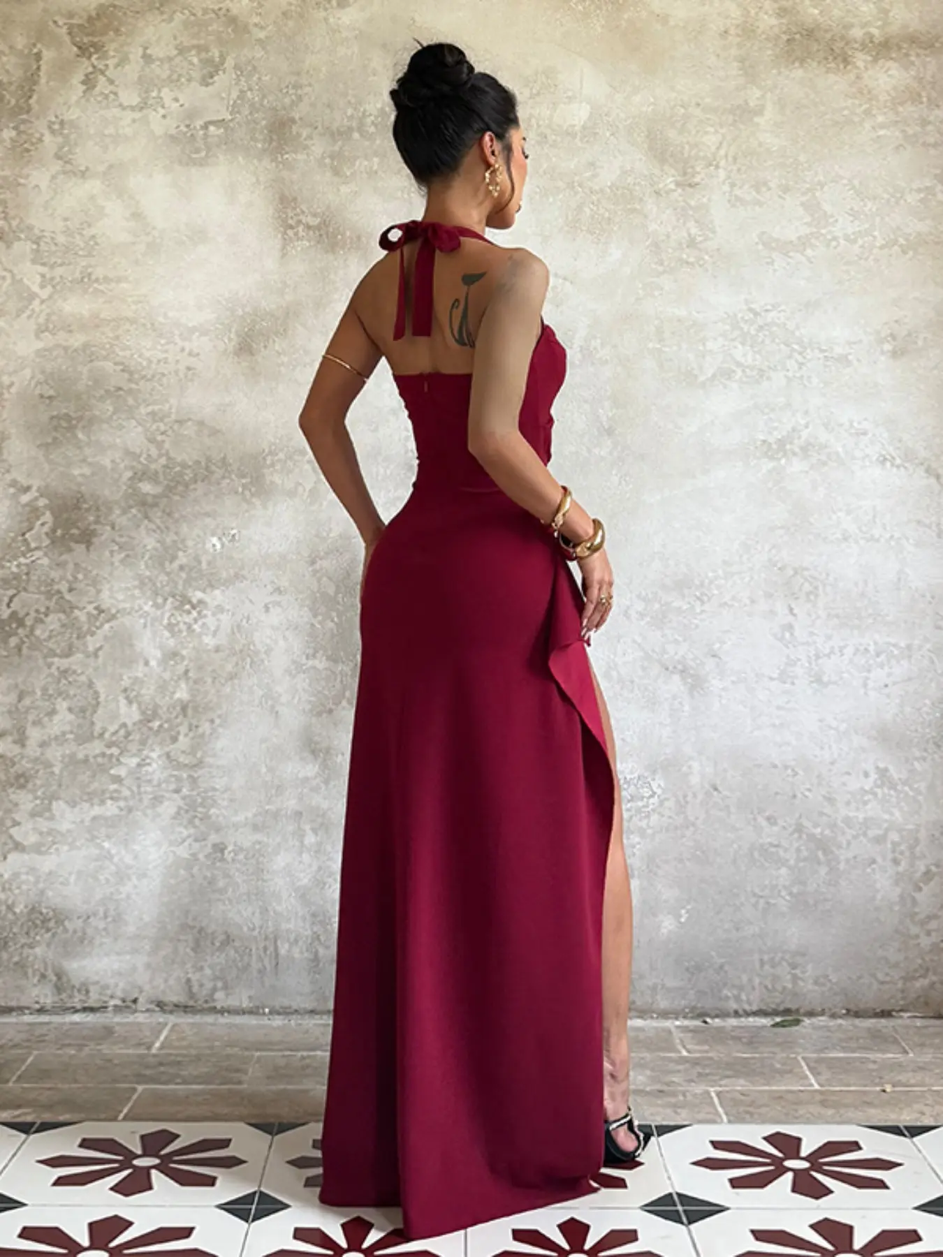 halter backless dresses Luna Open Back Halter Maxi Dress - Orange Tie dye dress For Sale - Dress  for vacation| Long Dress main image 1