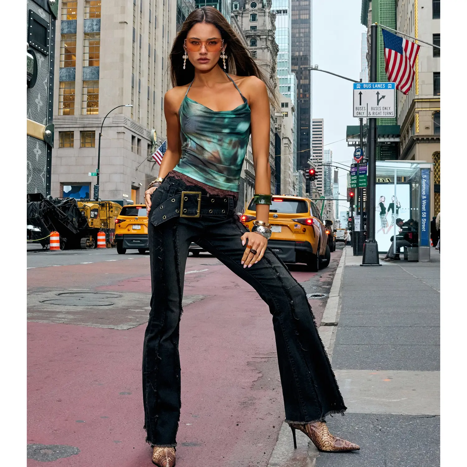 Downtown Edge Frayed Flare Jeans