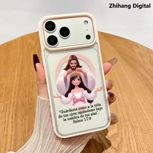 Divine Crown Blessing Pattern Phone Case For iPhone 17 Pro Max 17Air 16 Plus 15 14 13 12 11 Transparent Cover Hard Transparent Acrylic Back Matte TPU Edges Magnetic Protective Casing Supports wireless charging