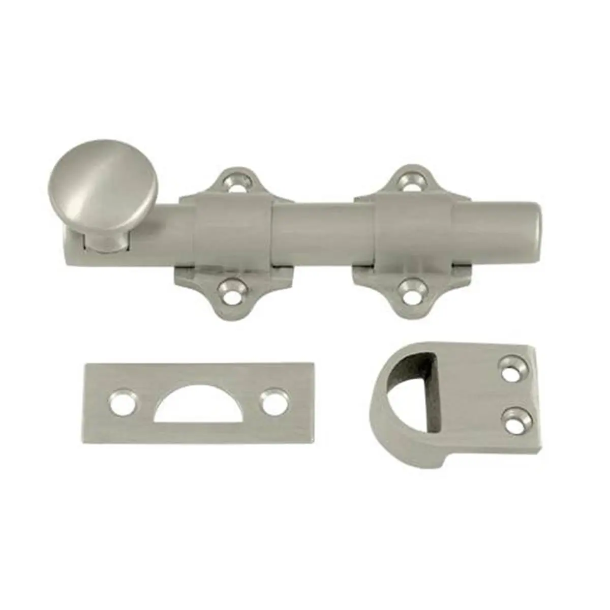 212 MAIN 4 in. Heavy-Duty Solid Brass Dutch Door Bolt, Satin Nickel Finish, Weatherproof, Corrosion-Resistant