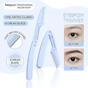 3 pcs Portable Folding Eyebrow Razor for Women ， Safe Stainless Steel Trimmer with Protective Guard ， Beauty Tool