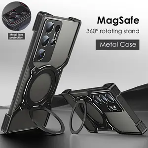 For Samsung Galaxy S25 S24 S23 Ultra Plus Aluminum Frameless Magnetic Magsafe Phone Case Metal Lens Protection Shockproof Cover