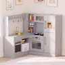 【Black Friday】Arlopu Corner Play Kitchen for Kids, Wooden Pretend Toy Kitchen, Large Toodler Cooking Playset w/Refrigerator, Stove w/Light & Sound, Disinfection Locker, Water Dispenser, Sink, Home Modern Ages 3+,