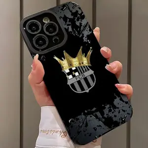 Barcelona Team Crest & Crown Design Trendy Faux Leather Phone Case Stylish faux leather shell, anti-scratch and drop-proof protection, ideal Christmas gift choice. Compatible with iPhone 17, 16, 15, 14, 13, 12, 11 Pro Max Plus and Air models.