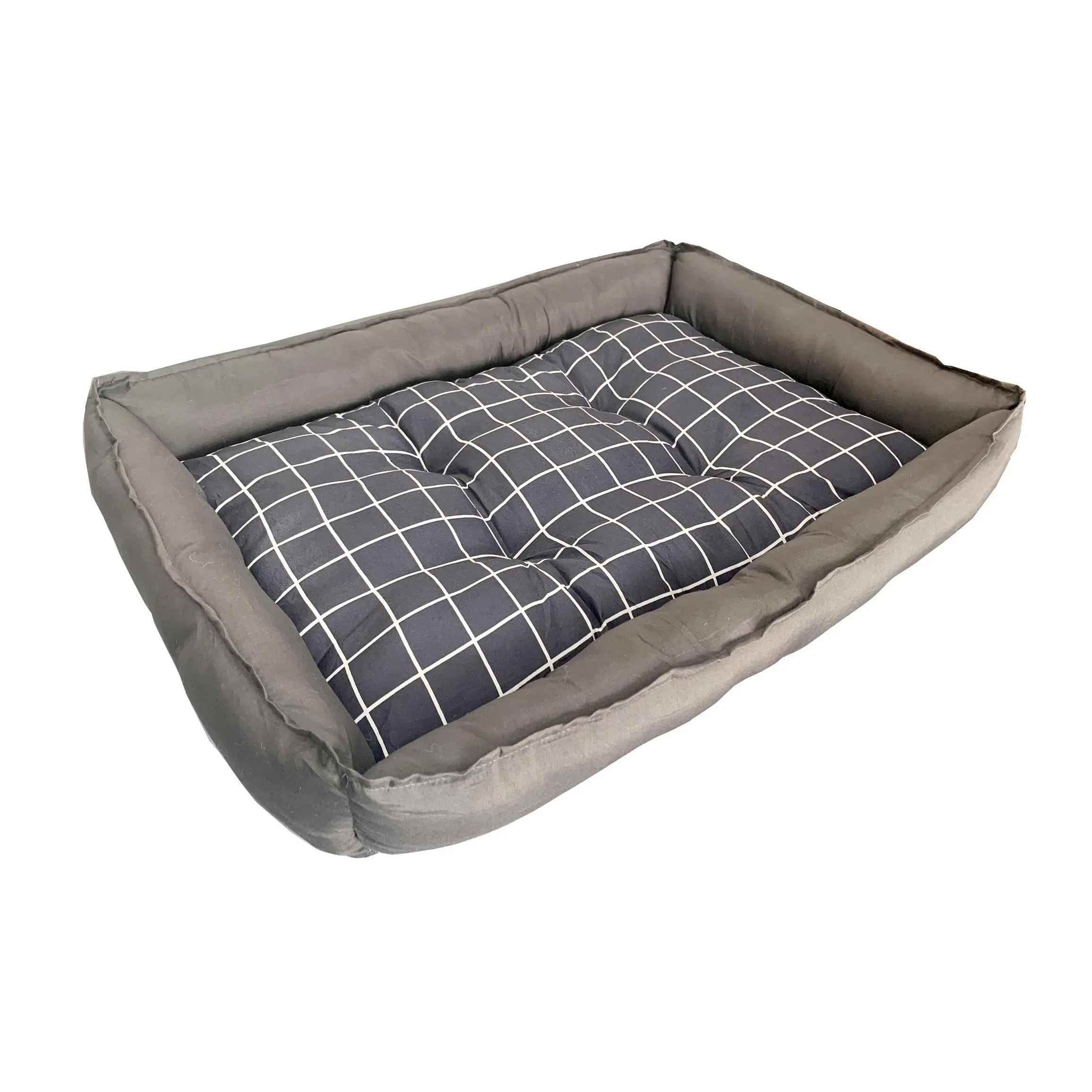 D-Art Grey Checker Dog Bed Large