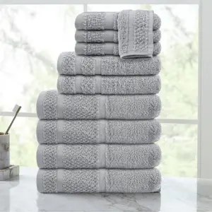 stays 10 Piece Towel Set with Upgraded Softness & Durability, Grey