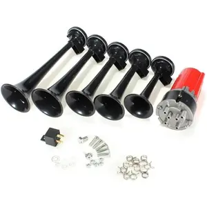 5pcs 125dB Black Trumpet Musical Dixie Car Duke of Hazzard with Compressor 12V Car Air Horn Automotive Replacement