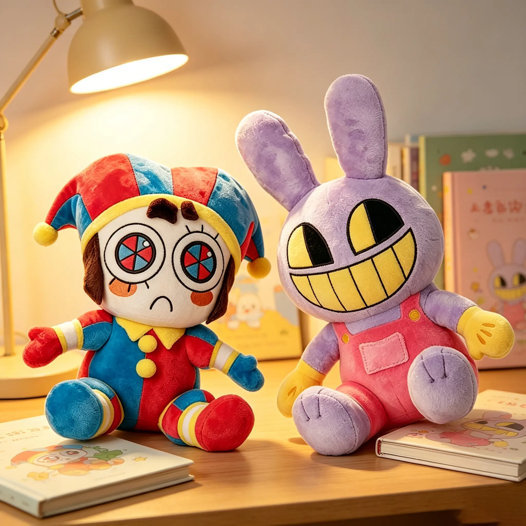 Soft Stuffed Plush Set from The Amazing Digital Circus - 9-inch Cartoon Animal Pattern Collectibles, Jax Rabbit & Pomni Clown with Durable Stitching, Pretend Play Ragdoll Pillows, Ideal Birthday Gifts for Fans
