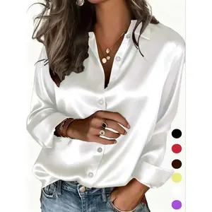 Four Seasons New Women’s Clothing: Fashionable Photosensitive Satin, Casual Versatile Button-Up Shirt GARMENTARY