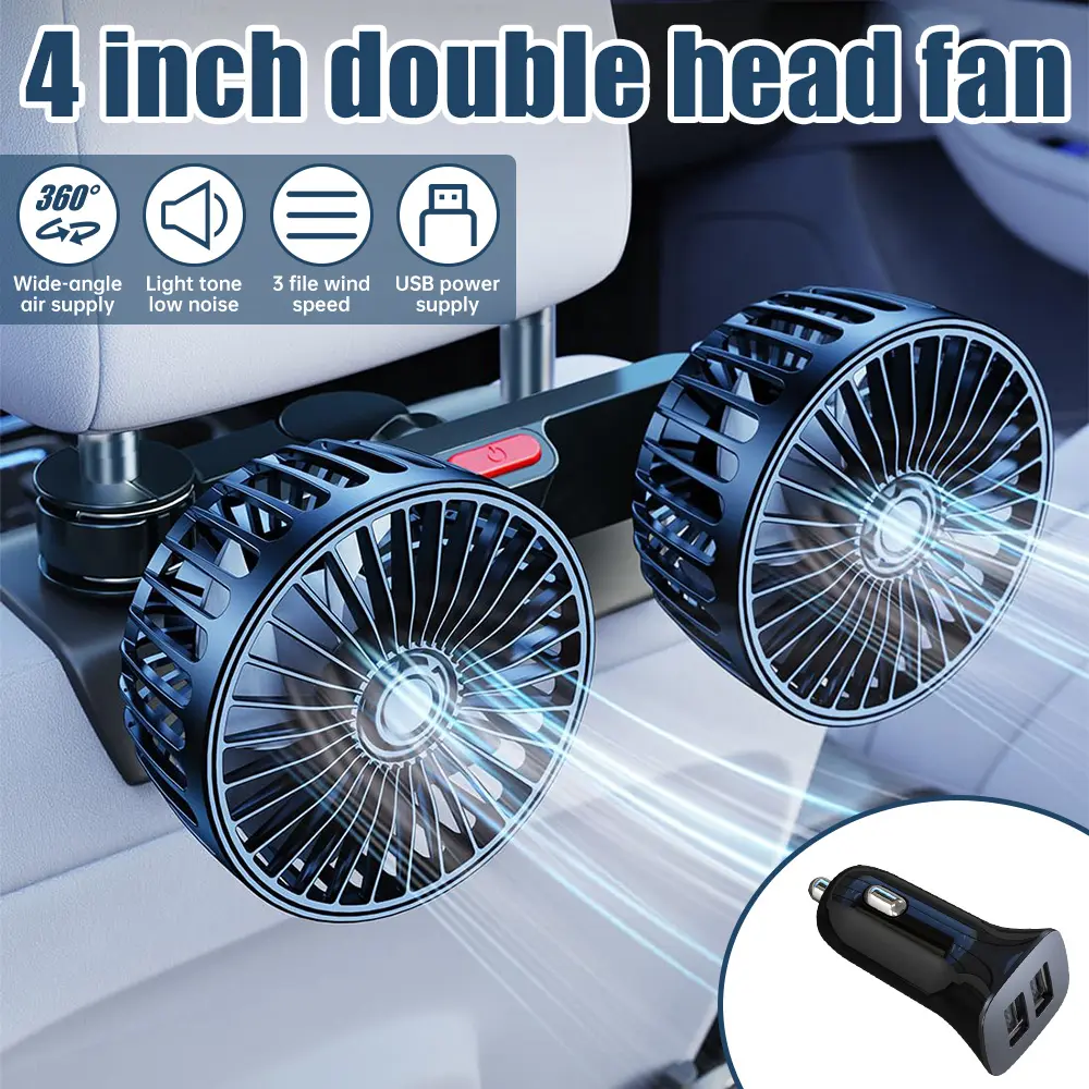 【Summerfinds】Dual Fan Car Backseat Cooler with Free Charger, One-Touch Operation for Summer Drives & Road Trips