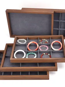 Vintage Walnut Color Jewelry Tray, Watch Bracelet Earring Ring Display Stand, Storage Organizer for Jewellery Accessories