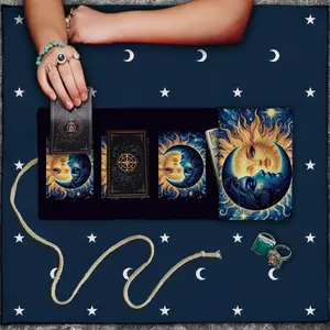 1 Piece Sun and Moon decorative Tarot card storage bag, mysterious aesthetic style creative polyester storage bag, used by tarot scholars for tarot card storage, home decoration fabric, Space Saving Bags