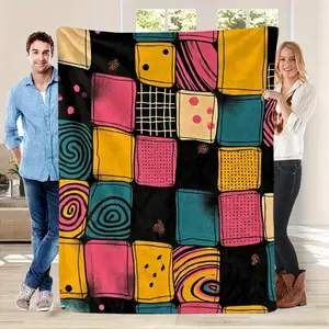 1pc Halloween Throw Blanket | Spooky Ghosts Soft Flannel All-Season Couch Bedspread | Cozy Nap Blanket for Halloween Party Decor, Machine Washable, Gift for Adults & Teens, Multicolor Retro Tribal Patterns, Perfect for Living Room