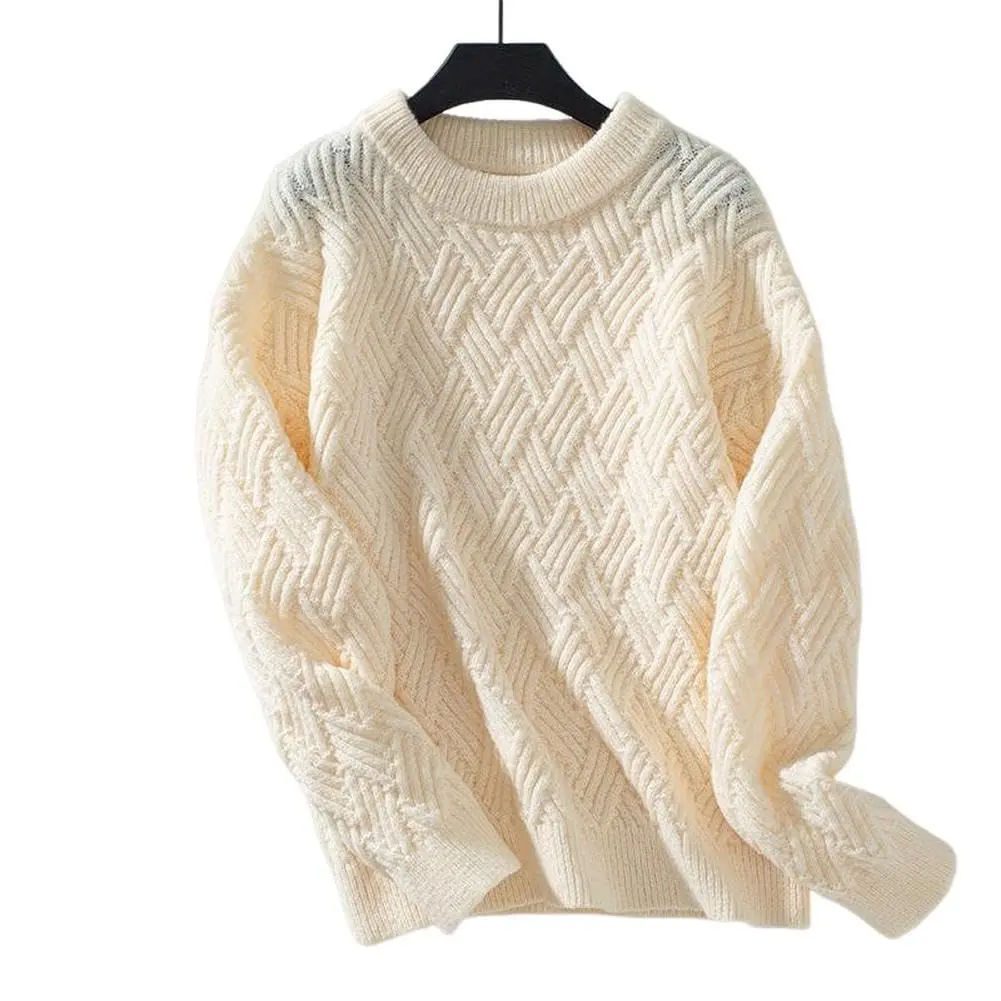 GARVEE Damen Pullover Elegant Winter Strickpullover Casual Lose Langarm Pulli Oberteil Sweater Beige L