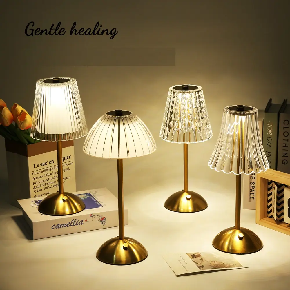 Cordless Crystal Lamp - Dimmable, 3-Color Rechargeable Touch Lamp with 2000mAh Battery, Vintage Ambient Glow Indoor Light for Bedroom, College Gift for Girls, College Gifts