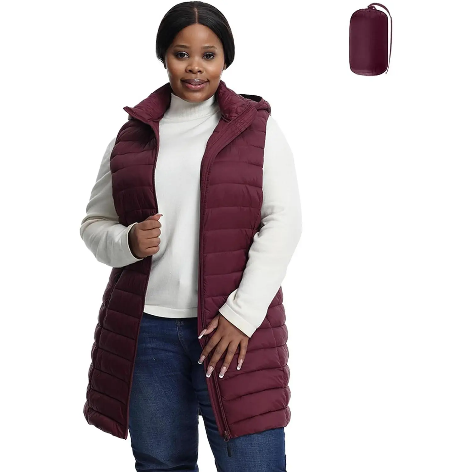 Plus Size Women Puffer Vest 1X-6X Lightweight Packable Quilted Puffy Vest (Exclusively for Plus Size)
