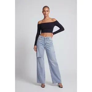 Oakleigh Slashed Wide-Leg Jeans